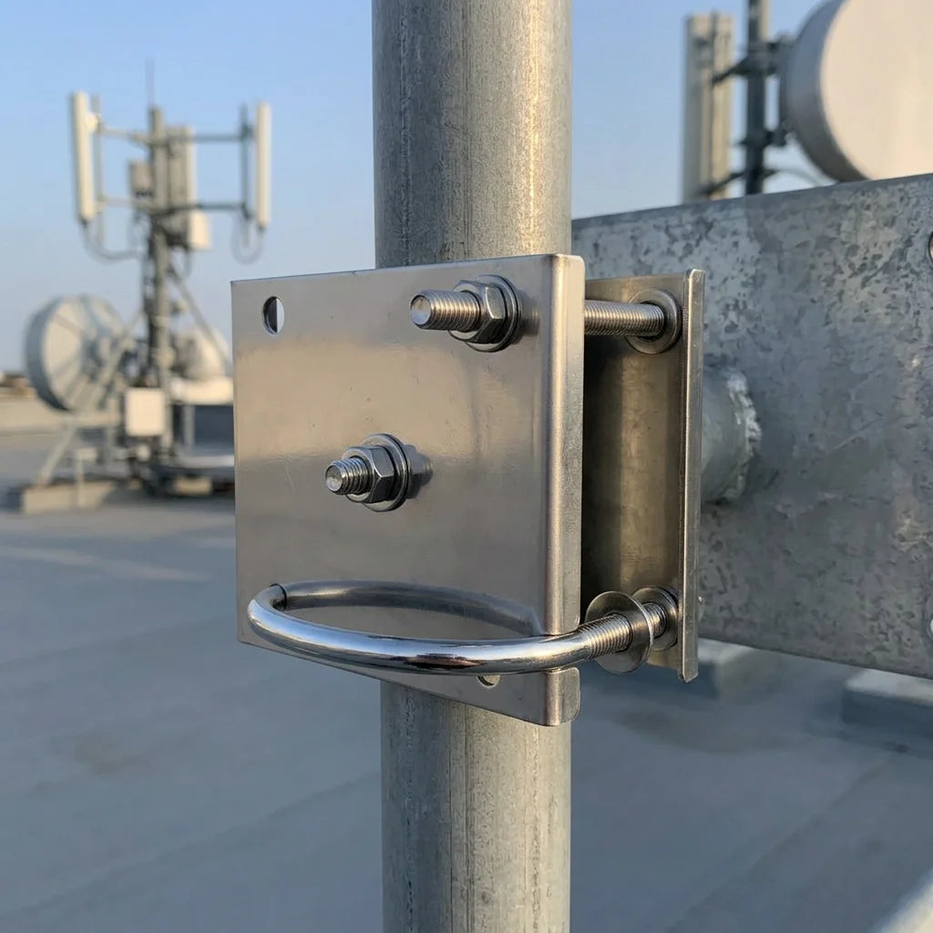 304 Stainless Steel Pole Mount Clamp for Antenna Mast Bracket 30-80mm U Bolt Outdoor Installation