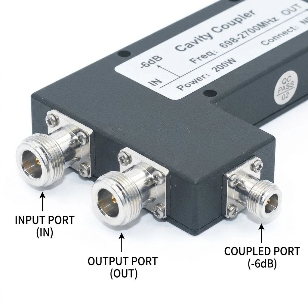 Arronna 6dB Cavity Directional Coupler 698-2700MHz 200W N Female 3 Port RF Coupler for DAS IBS