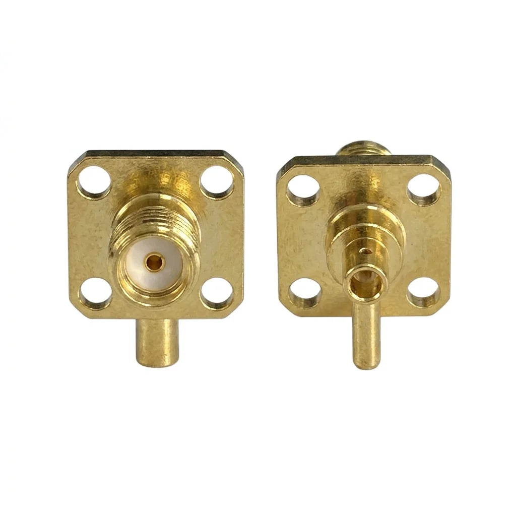 Arronna SMA Female 4 Hole Flange RF Coaxial Connector Jack 50 Ohm Gold Plated Panel Mount