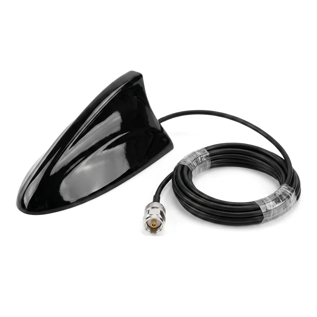 Arronna UHF 400-470MHz Vehicle Shark Fin Antenna Two Way Radio Roof Mount High Gloss Black