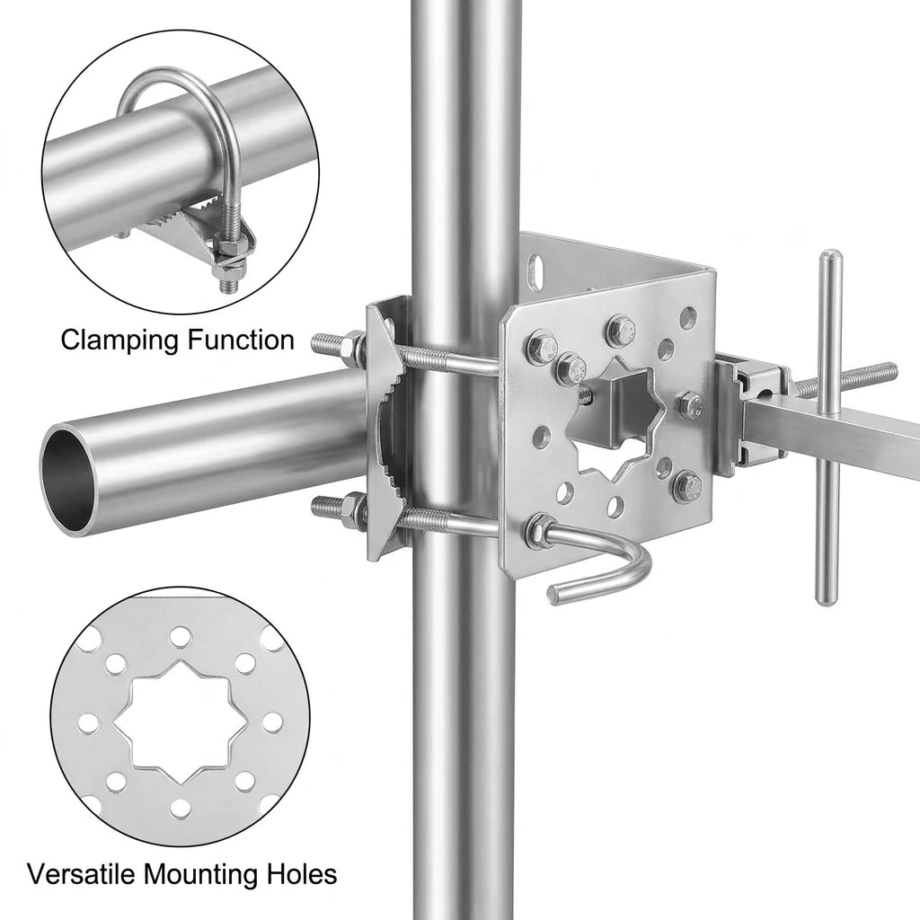 Arronna Stainless Steel L Mounting Bracket Kit for LPDA Yagi Antenna with U Bolts Outdoor Hardware