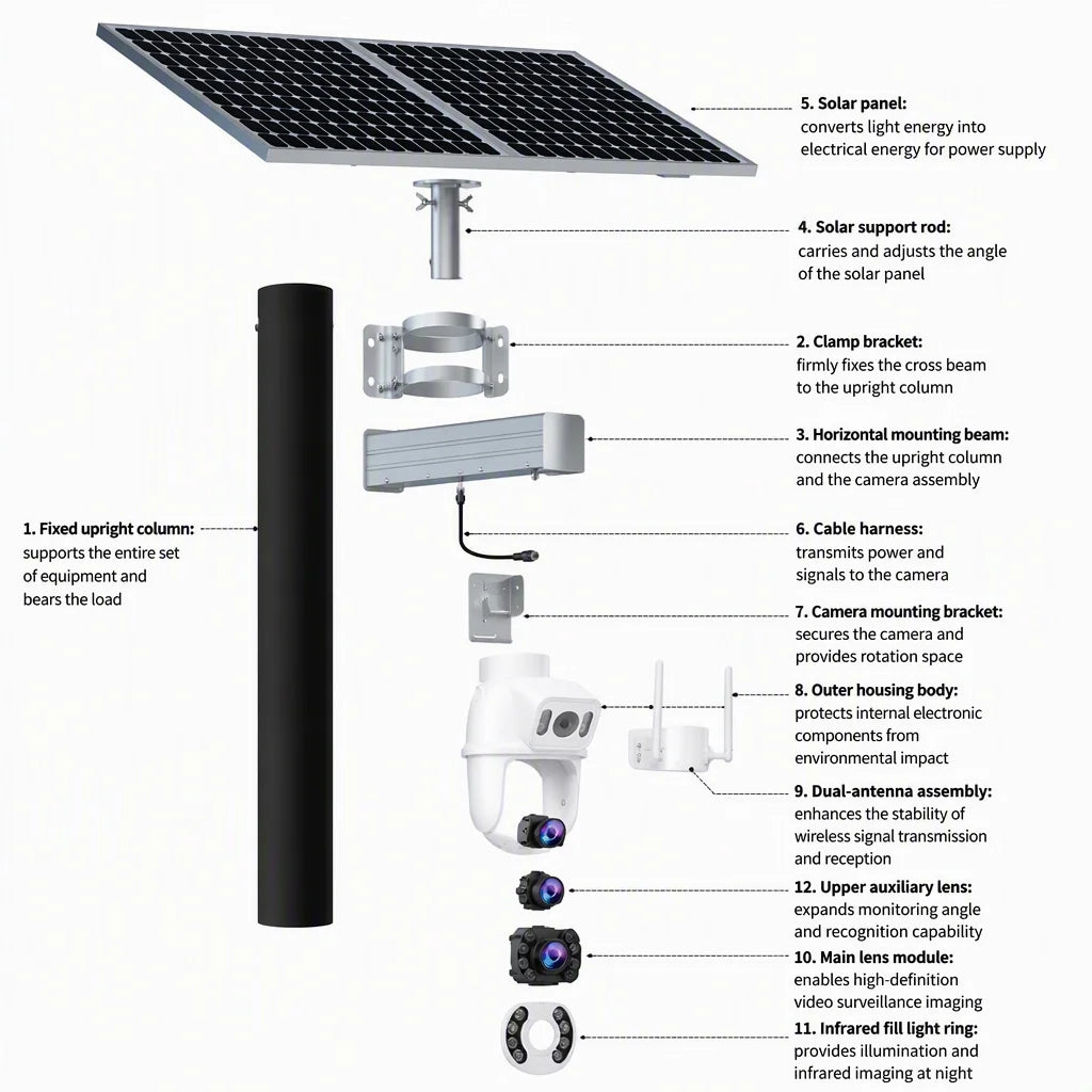 Arronna Solar Dual Lens PTZ Security Camera 3MP+3MP Outdoor Wireless POE 5X Zoom