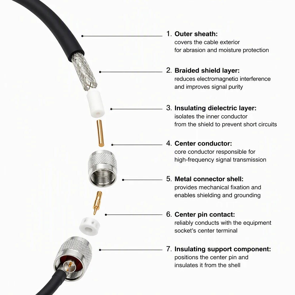 RG58 N Male to N Male Coaxial Cable 50 Ohm Feed Line for Outdoor Antenna Budget Installation