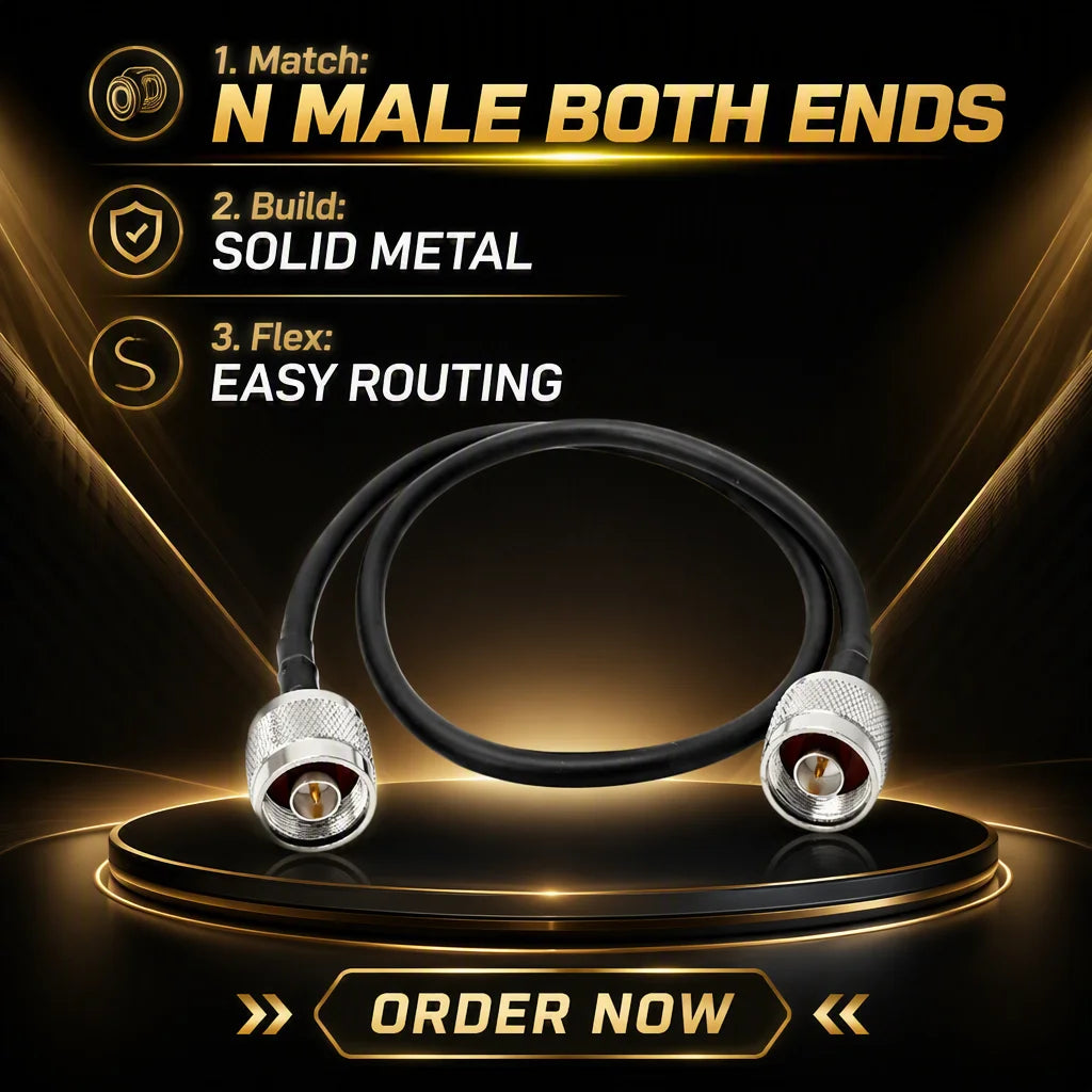 RG58 N Male to N Male Coaxial Cable 50 Ohm Feed Line for Outdoor Antenna Budget Installation
