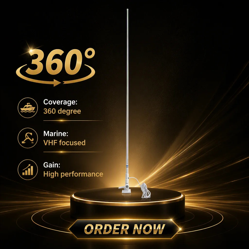 Arronna 2.4m 8ft VHF Marine Antenna 156-163MHz 6dB Fiberglass Boat Radio Antenna with Ratchet Mount