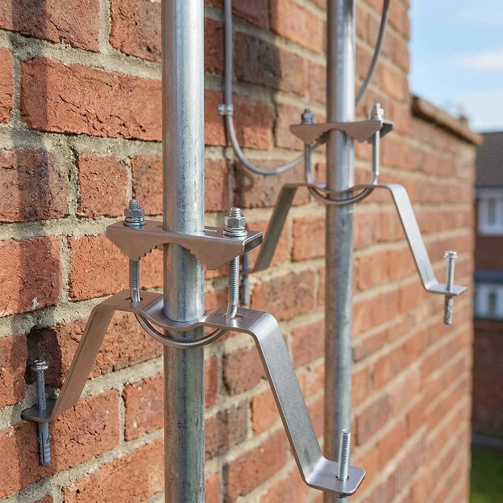 Arronna Stainless Steel Double Wall Mount Antenna Mast Bracket Pair with U Bolt Clamps