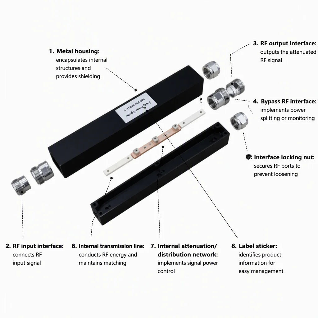 Arronna AR-PS1 3-Way RF Power Splitter Divider Combiner N Female 700-2700MHz 50 Ohm Aluminum Cavity DAS IBS Distribution