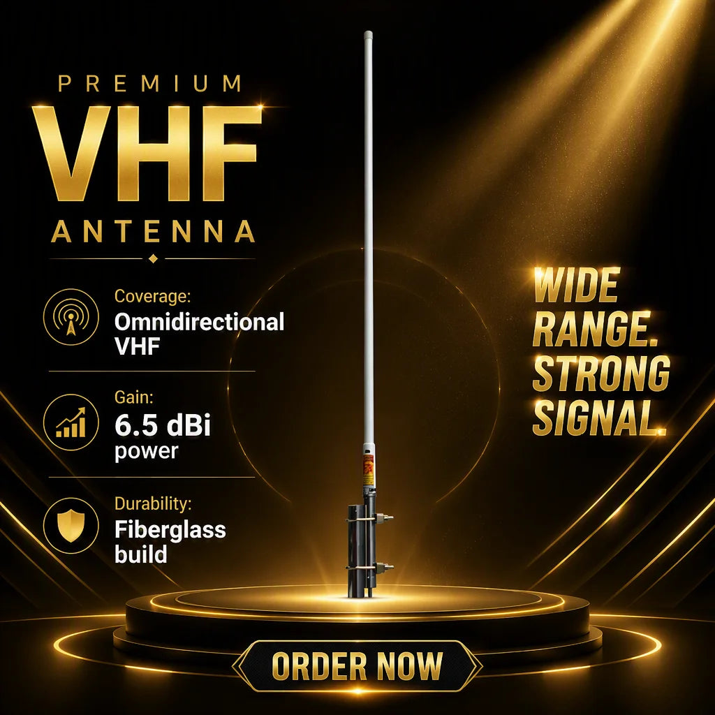 Arronna VHF 134-173MHz 6.5dBi High Gain Fiberglass Antenna 2.5m Vertical Polarization Marine Professional
