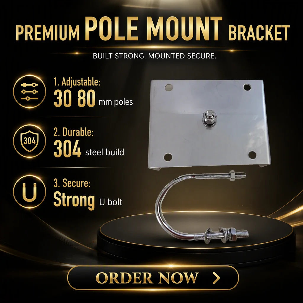 304 Stainless Steel Pole Mount Clamp for Antenna Mast Bracket 30-80mm U Bolt Outdoor Installation