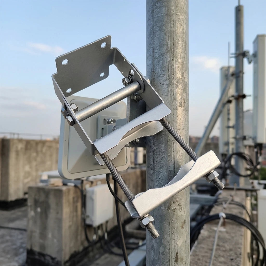 Adjustable Plate Clamp Antenna Mount 60x60mm Pole Bracket up to 80mm Galvanized Heavy Duty Tilt