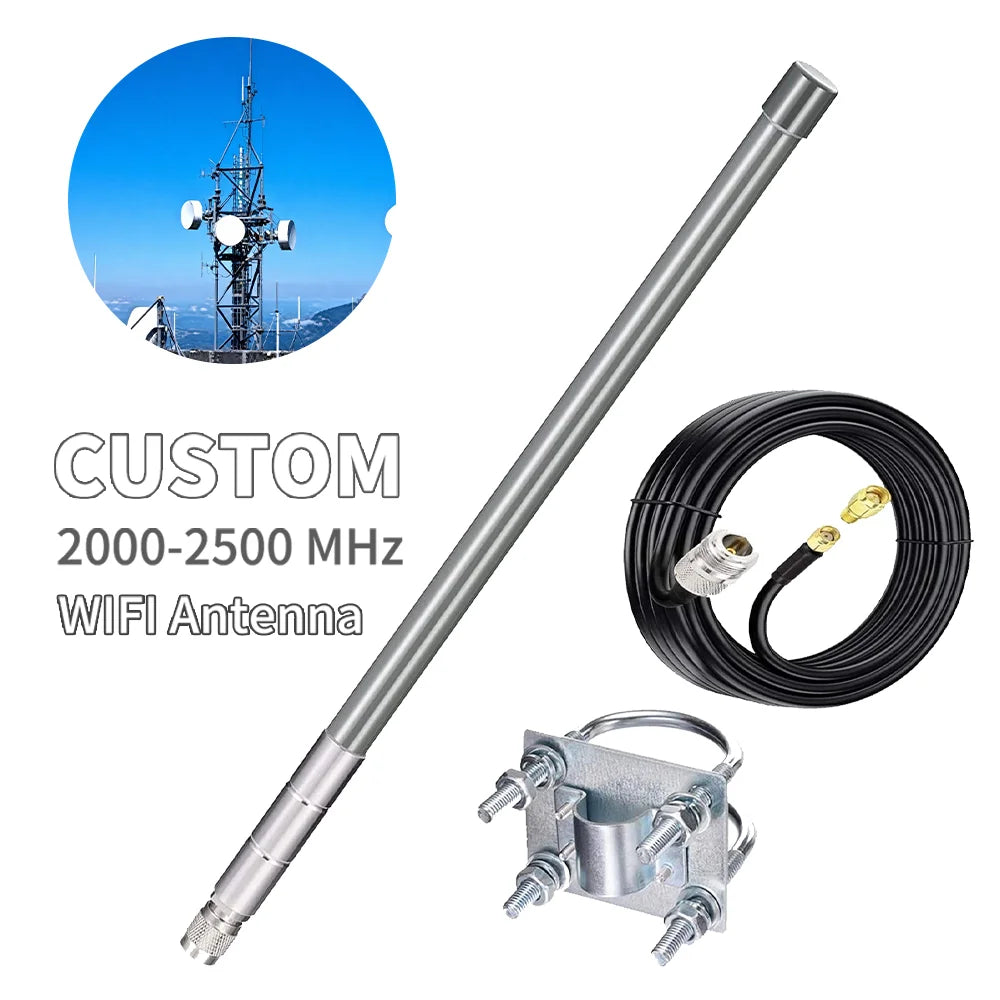 In Stock High Gain Waterproof 2.4G WiFi WiMAX Omni Fiberglass Antenna with Vertical Polarization for Outdoor Long Distance