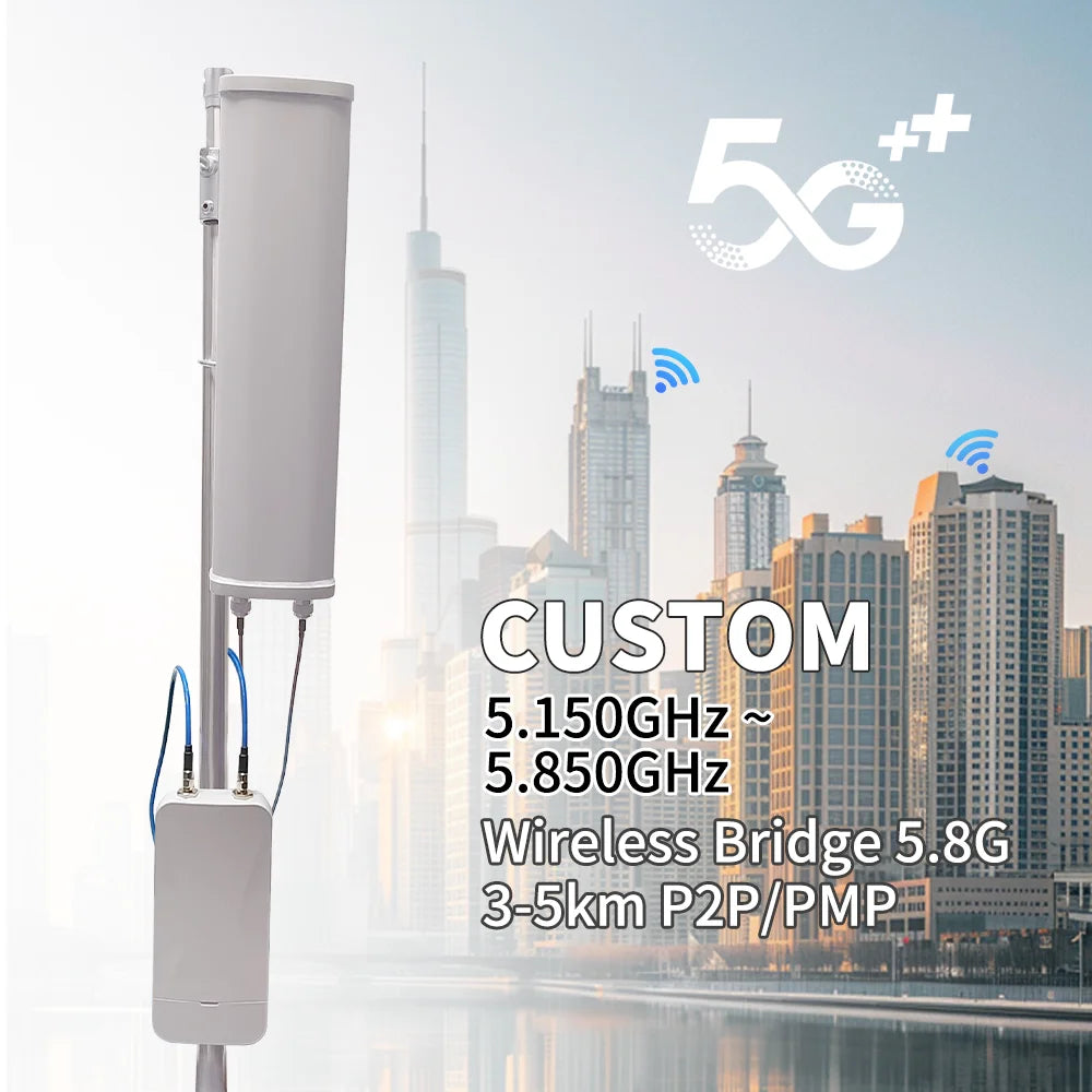 OEM ODM 11ax WiFi 6 Outdoor Waterproof CPE Wi-Fi Antenna 5-10km Data Transmission 5GHz 900Mbps 12dBi Qualcomm Chipset 2-Year