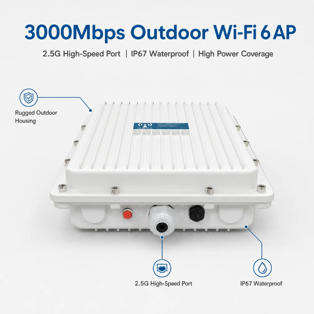Outdoor 3000M High-Power Wireless AP Scenic-Area Base Station Wi-Fi Router with 25G Ethernet Port Wholesale IEEE 802.11ax