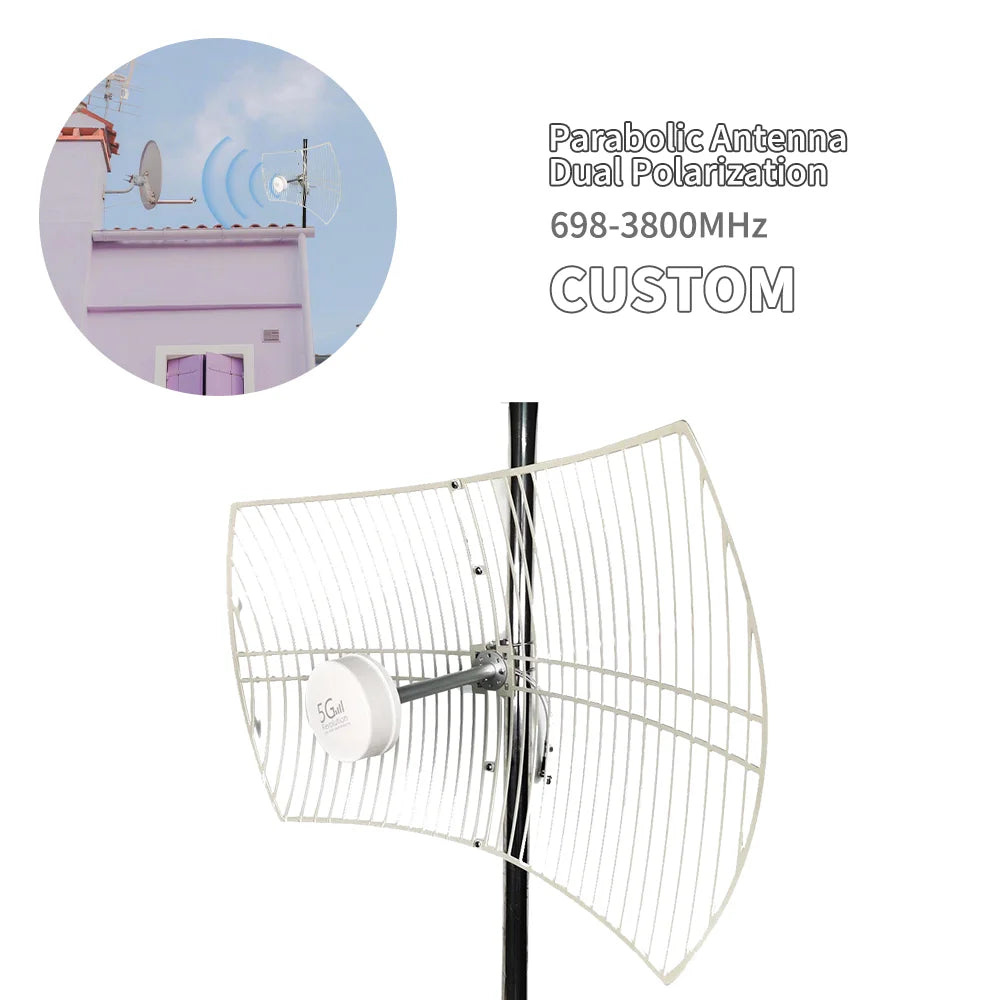 Sector Antenna 698-3800MHz Wifi Wimax Lte 2g3g4g5g Long Range Outdoor Grid Parabolic Tv Satellite Dish Booster AP 24dbi Gain 20m