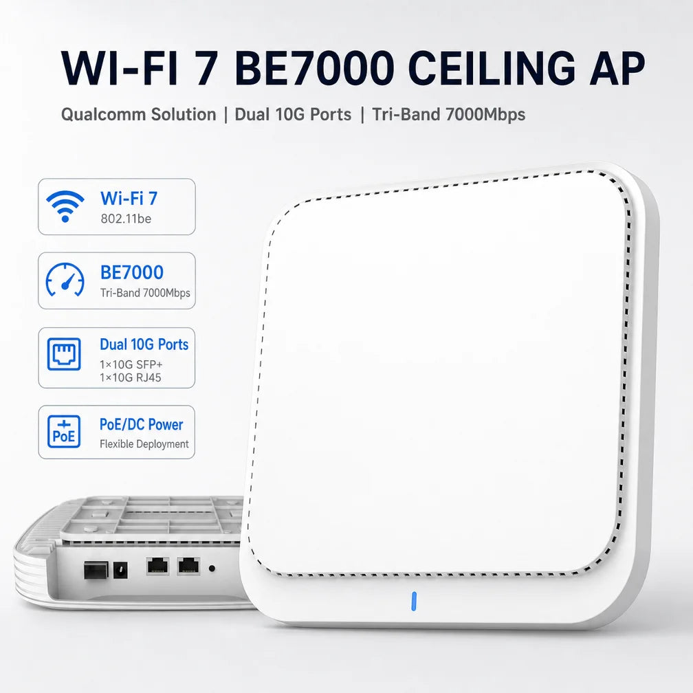 WiFi 7 Tri-Band 7000 Mbps Wireless AP Model ALBE880 for Commercial Offices Campus Indoor Ceiling-Mounted Wi-Fi